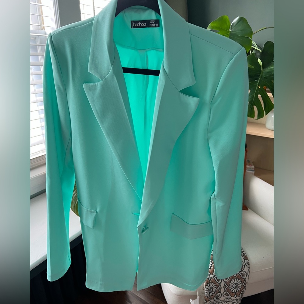 Neon Mint Green Oversized Blazer